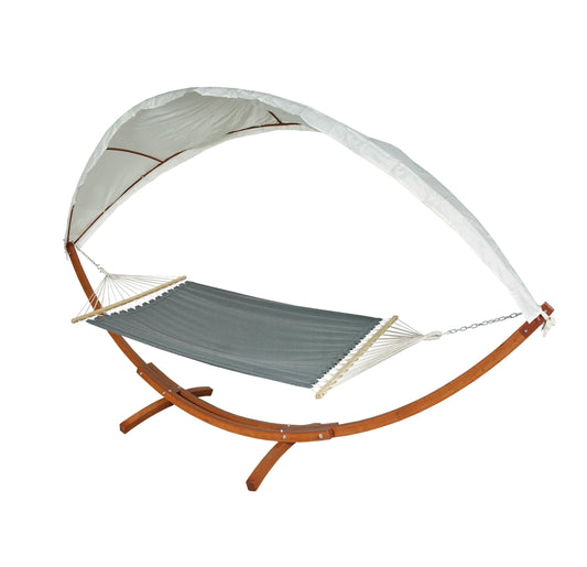 Cosmo Casa - Hangmat - Hangend - Textiel & Hout - Bruin & Grijs - 420 cm