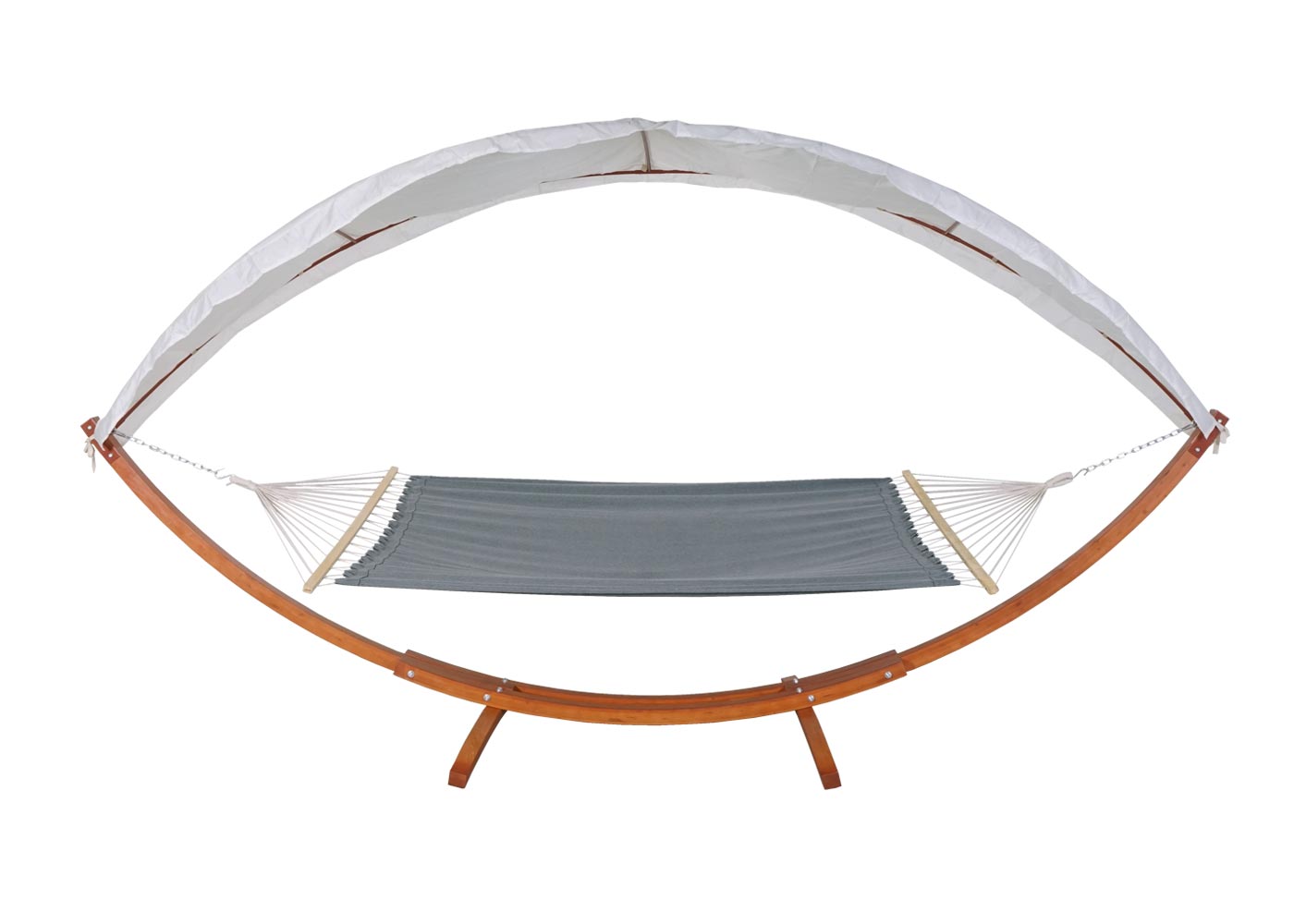 Cosmo Casa - Hangmat - Hangend - Textiel & Hout - Bruin & Grijs - 420 cm