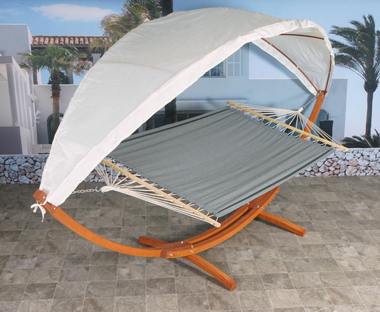 Cosmo Casa - Hangmat - Hangend - Textiel & Hout - Bruin & Grijs - 420 cm