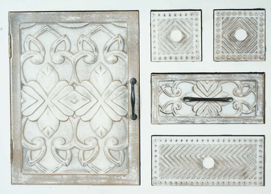 Cosmo Casa - Apothekerskast - Vintage - Hout - Wit/Bruin