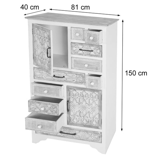 Cosmo Casa - Apothekerskast - Vintage - Hout - Wit/Bruin