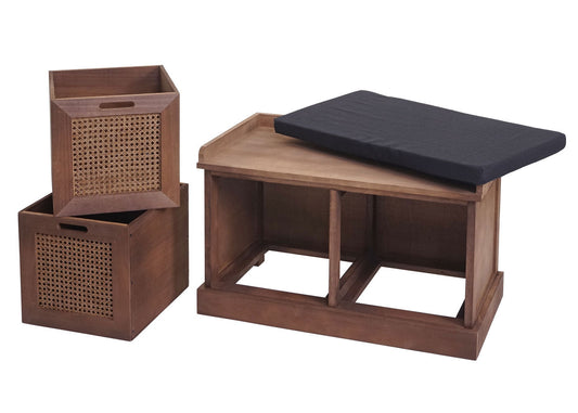 Cosmo Casa - Garderobebank - Opbergruimte - Textiel - Bruin - 47×75×40 cm