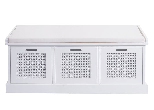 Cosmo Casa - Garderobebank - Opbergruimte - Textiel - Crème-wit - 47×110×40 cm