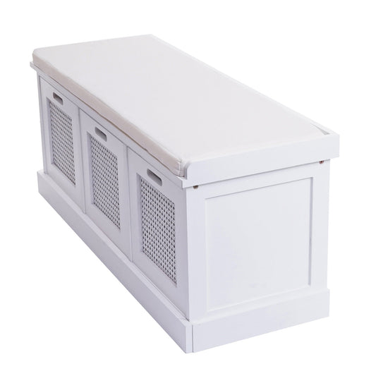 Cosmo Casa - Garderobebank - Opbergruimte - Textiel - Crème-wit - 47×110×40 cm