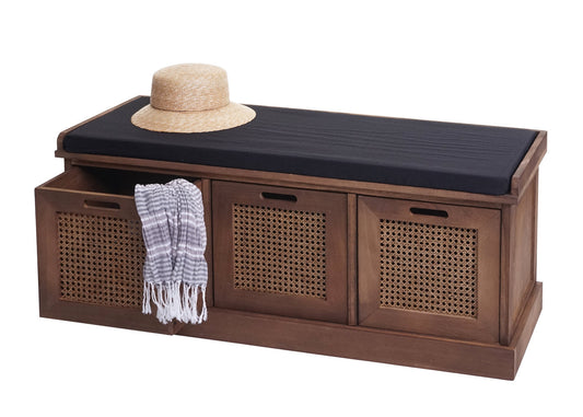 Cosmo Casa - Garderobebank - Opbergruimte - Textiel - Bruin - 47×110×40 cm