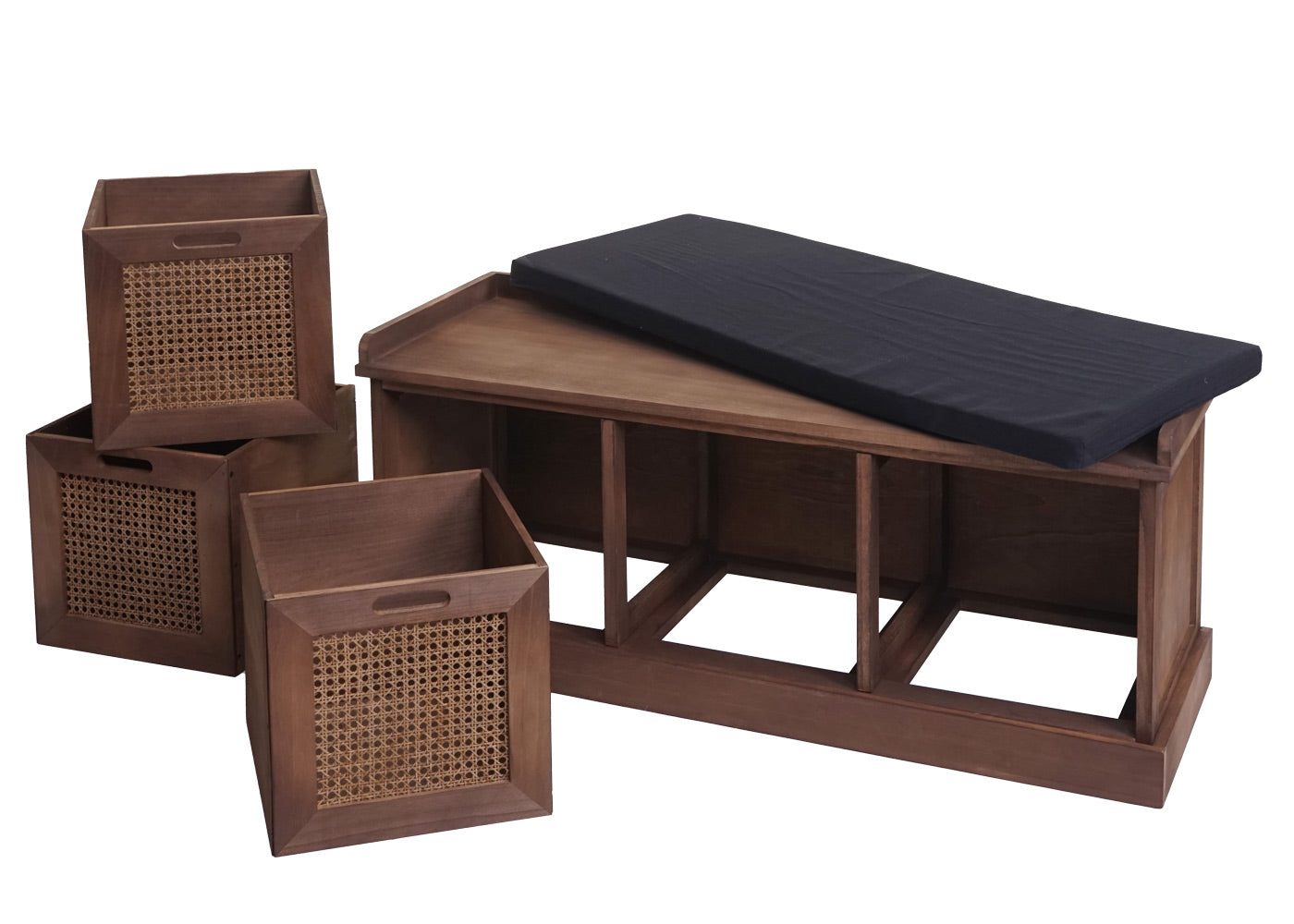 Cosmo Casa - Garderobebank - Opbergruimte - Textiel - Bruin - 47×110×40 cm