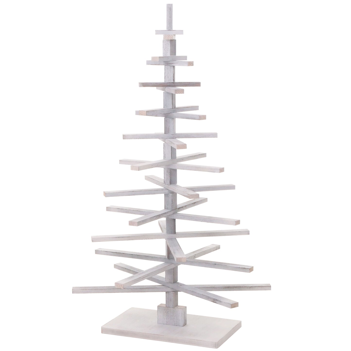 Cosmo Casa - Decoratieve Kerstboom - 3D Ontwerp - Shabby Dennenhout - Verstelbaar - 130x82x82cm - Wit