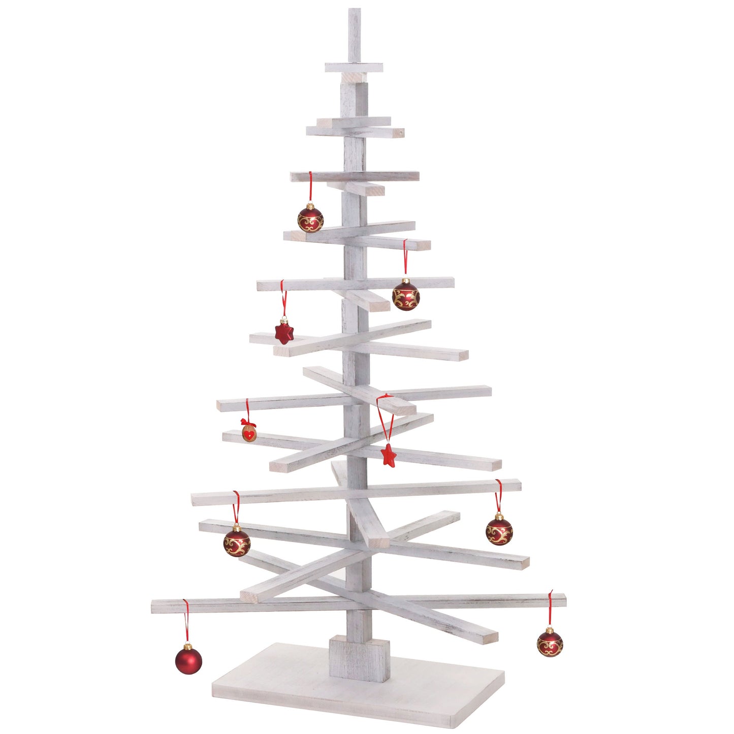 Cosmo Casa - Decoratieve Kerstboom - 3D Ontwerp - Shabby Dennenhout - Verstelbaar - 130x82x82cm - Wit