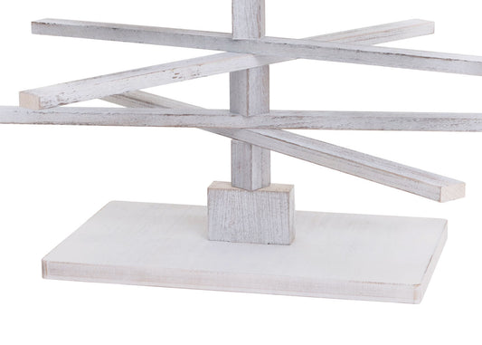 Cosmo Casa - Decoratieve Kerstboom - 3D Ontwerp - Shabby Dennenhout - Verstelbaar - 130x82x82cm - Wit