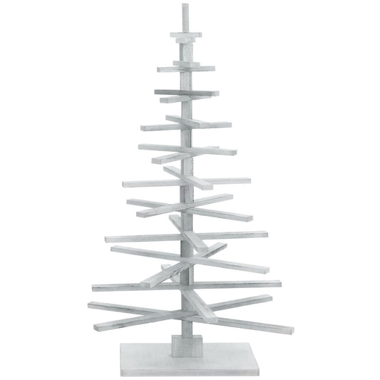 Cosmo Casa - Decoratieve Kerstboom - 3D Ontwerp - Shabby Dennenhout - Verstelbaar - 130x82x82cm - Wit