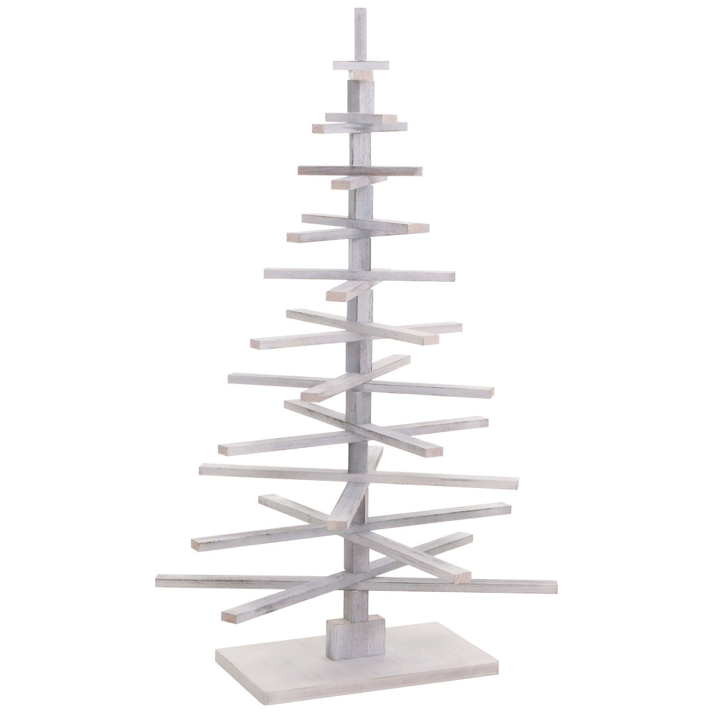 Cosmo Casa - Decoratieve Kerstboom - 3D Ontwerp - Shabby Dennenhout - Verstelbaar - 130x82x82cm - Wit