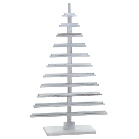 Cosmo Casa - Decoratieve Kerstboom - 3D Ontwerp - Shabby Dennenhout - Verstelbaar - 130x82x82cm - Wit