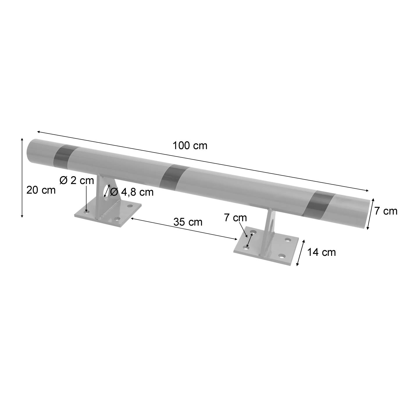 Cosmo Casa - Wandbeschermer - Wandbescherming - Metaal - Geel-zwart - 20×100×14 cm