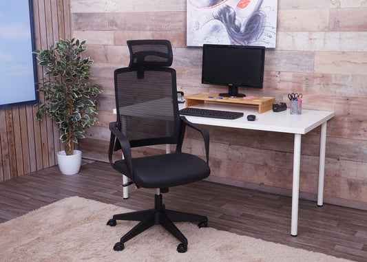 Cosmo Casa - Bureaustoel - Ergonomisch - Kunstleer - Zwart