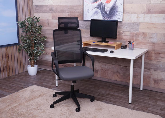 Cosmo Casa - Bureaustoel - Ergonomisch - Kunstleer - Grijs