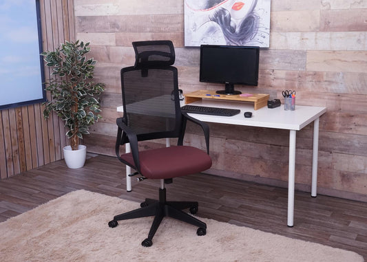 Cosmo Casa - Bureaustoel - Ergonomisch - Kunstleer - Bordeauxrood