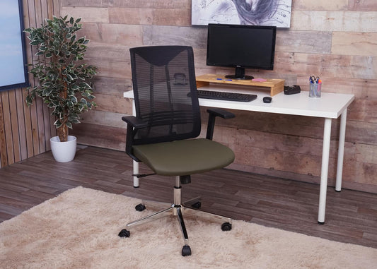 Cosmo Casa - Bureaustoel - Ergonomisch - Kunstleer - Olijfgroen