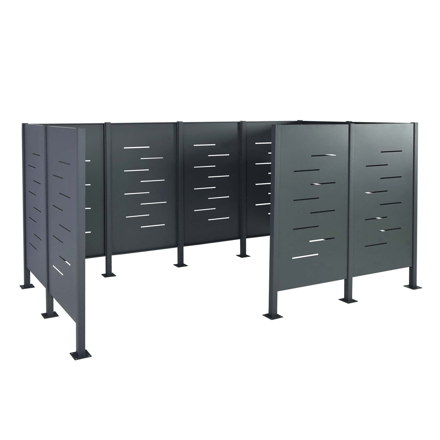 Cosmo Casa - Vuilnisbakhek - Opslag - RVS - Antraciet - 151×326×166 cm