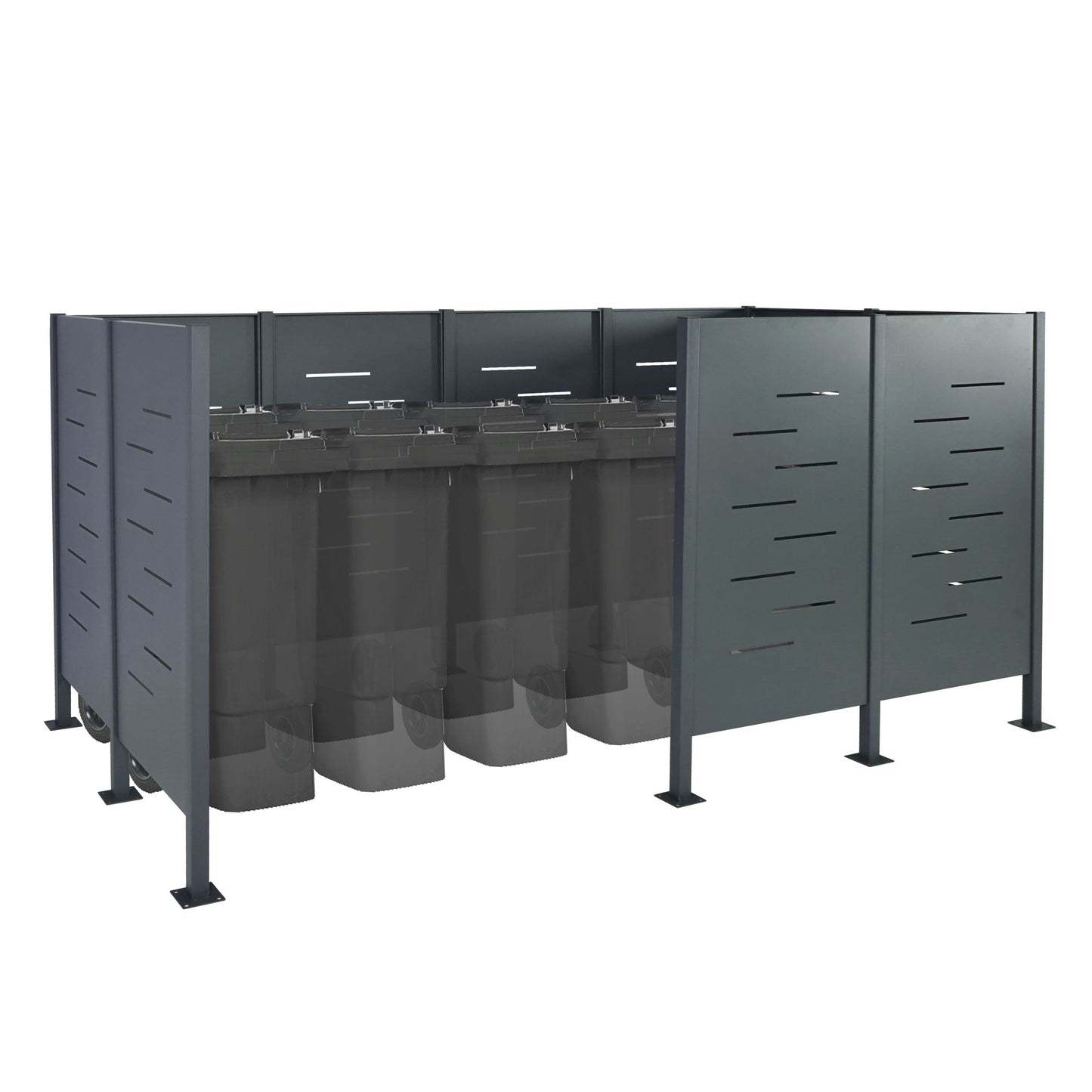 Cosmo Casa - Vuilnisbakhek - Opslag - RVS - Antraciet - 151×326×166 cm