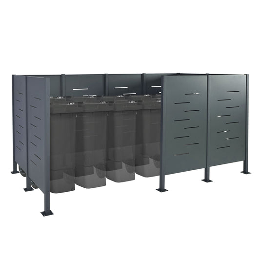 Cosmo Casa - Vuilnisbakhek - Opslag - RVS - Antraciet - 151×326×166 cm