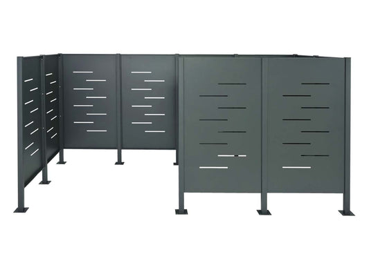 Cosmo Casa - Vuilnisbakhek - Opslag - RVS - Antraciet - 151×326×166 cm