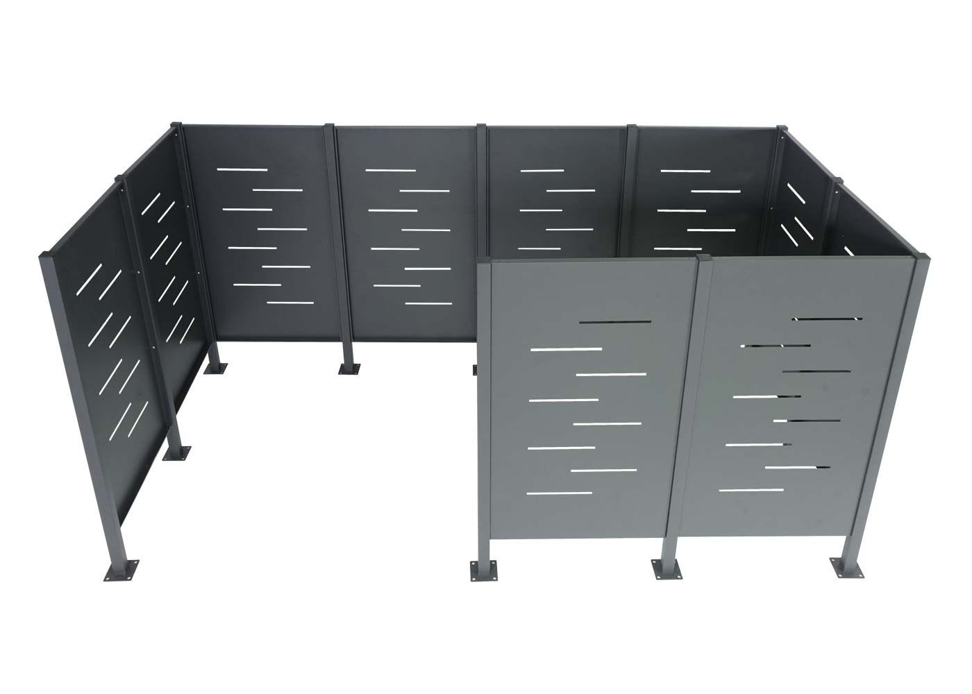 Cosmo Casa - Vuilnisbakhek - Opslag - RVS - Antraciet - 151×326×166 cm