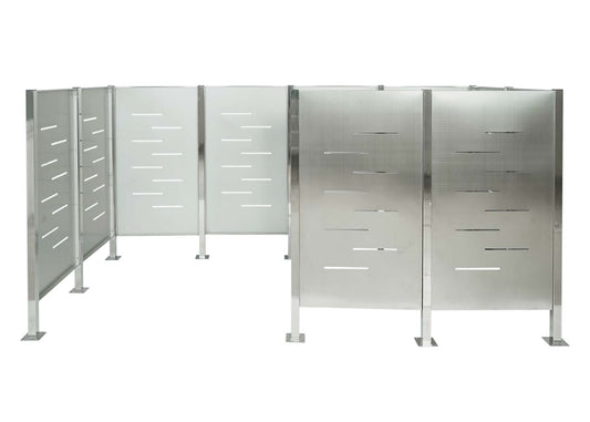 Cosmo Casa - Vuilnisbakhek - Opslag - RVS - RVS - 151×326×166 cm