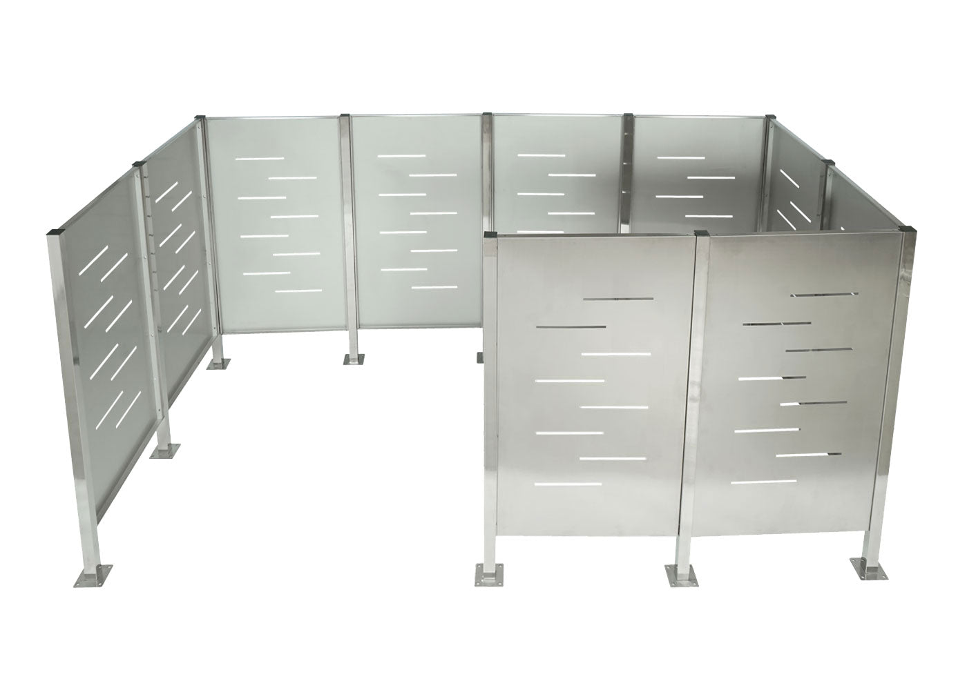 Cosmo Casa - Vuilnisbakhek - Opslag - RVS - RVS - 151×326×166 cm