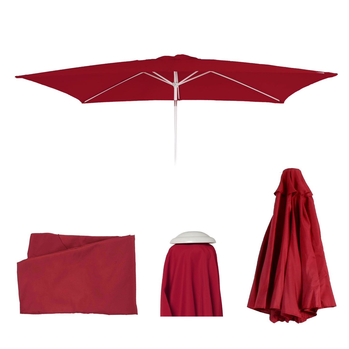 Cosmo Casa - Vervangingshoes voor Parasol 2×3 m - Rechthoekig, 4,5 kg, UV 50 - Stoftextiel - Bordeaux