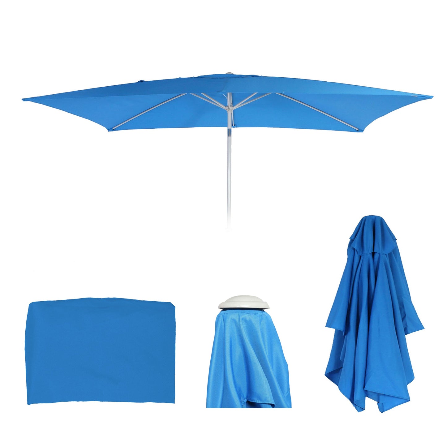 Cosmo Casa - Vervangingshoes voor Parasol 2×3 m - Rechthoekig, 4,5 kg, UV 50 - Stoftextiel - Blauw