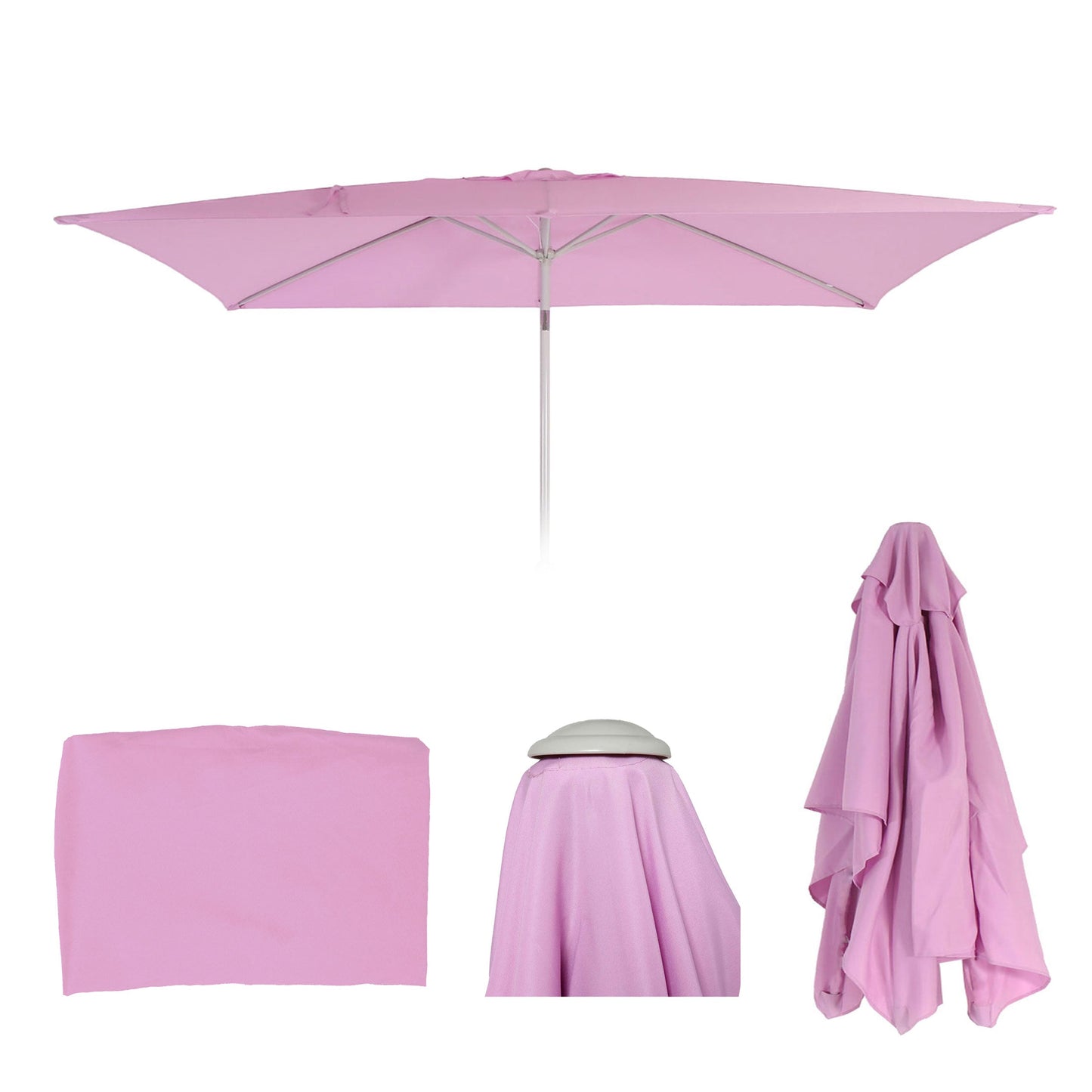 Cosmo Casa - Vervangingshoes voor Parasol 2×3 m - Rechthoekig, 4,5 kg, UV 50 - Stoftextiel - Lila