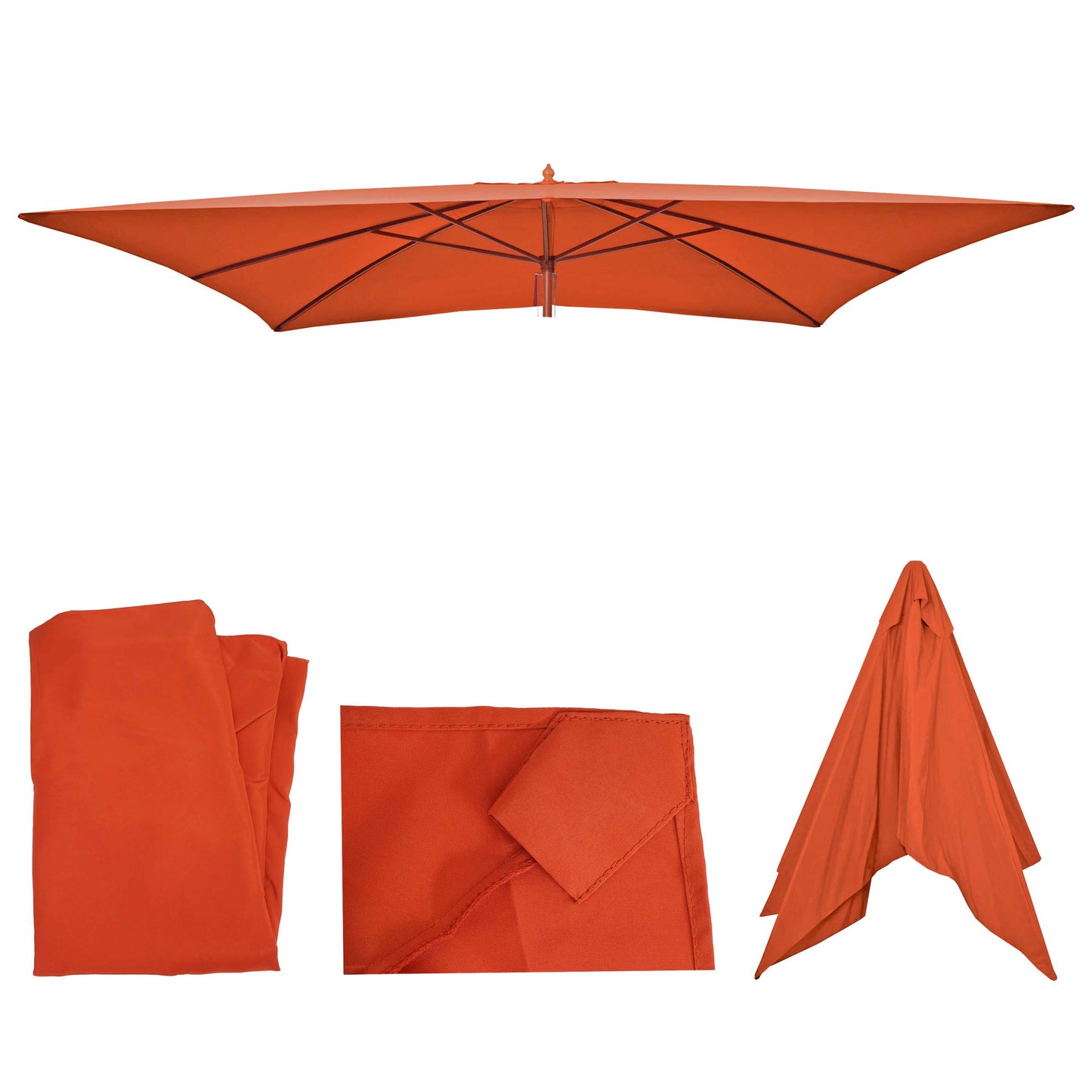 Cosmo Casa - Vervangingshoes voor Houten Parasol Florida 2x3 m - Polyester - Terracotta