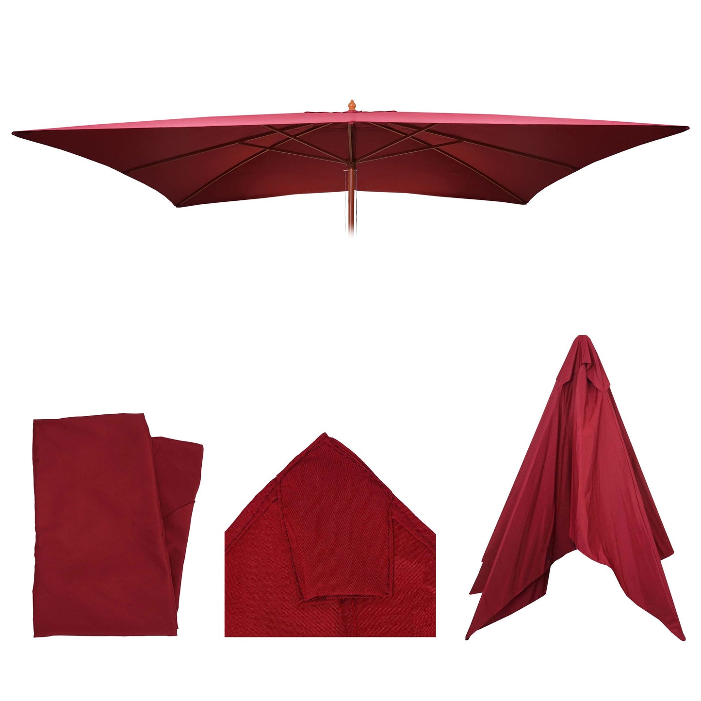 Cosmo Casa - Parasolhoes - Vervanging - Textiel & Hout - Bordeaux - 2×3 m