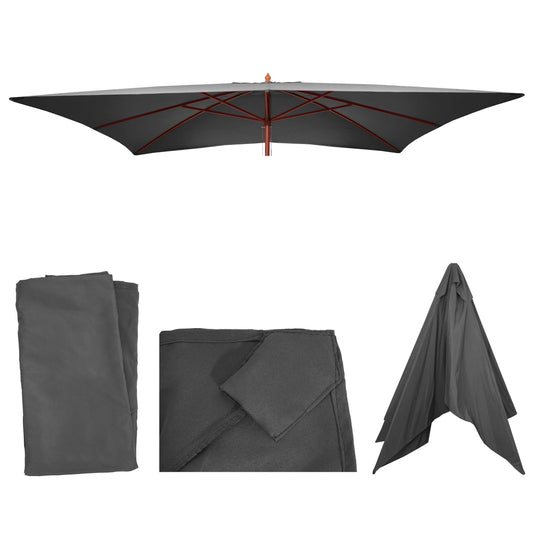 Cosmo Casa - Vervangingshoes voor Houten Parasol Florida 2x3 m - Polyester - Antraciet