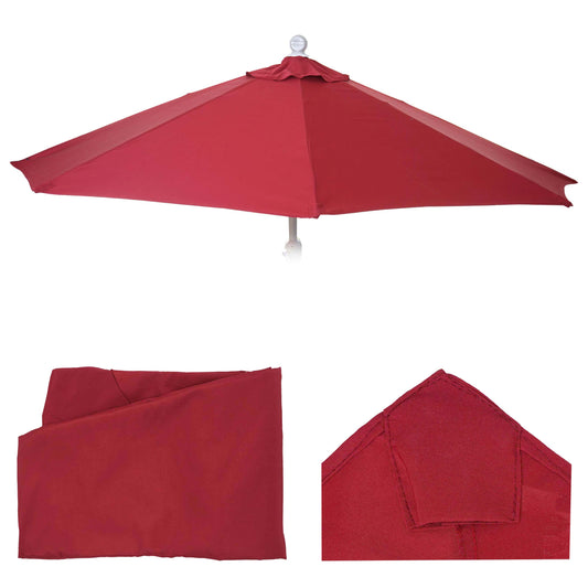 Cosmo Casa - Vervangende Hoes voor Halfronde Parasol - Stoftextiel - UV 50 - Bordeaux - Ø 270 cm / 3 kg