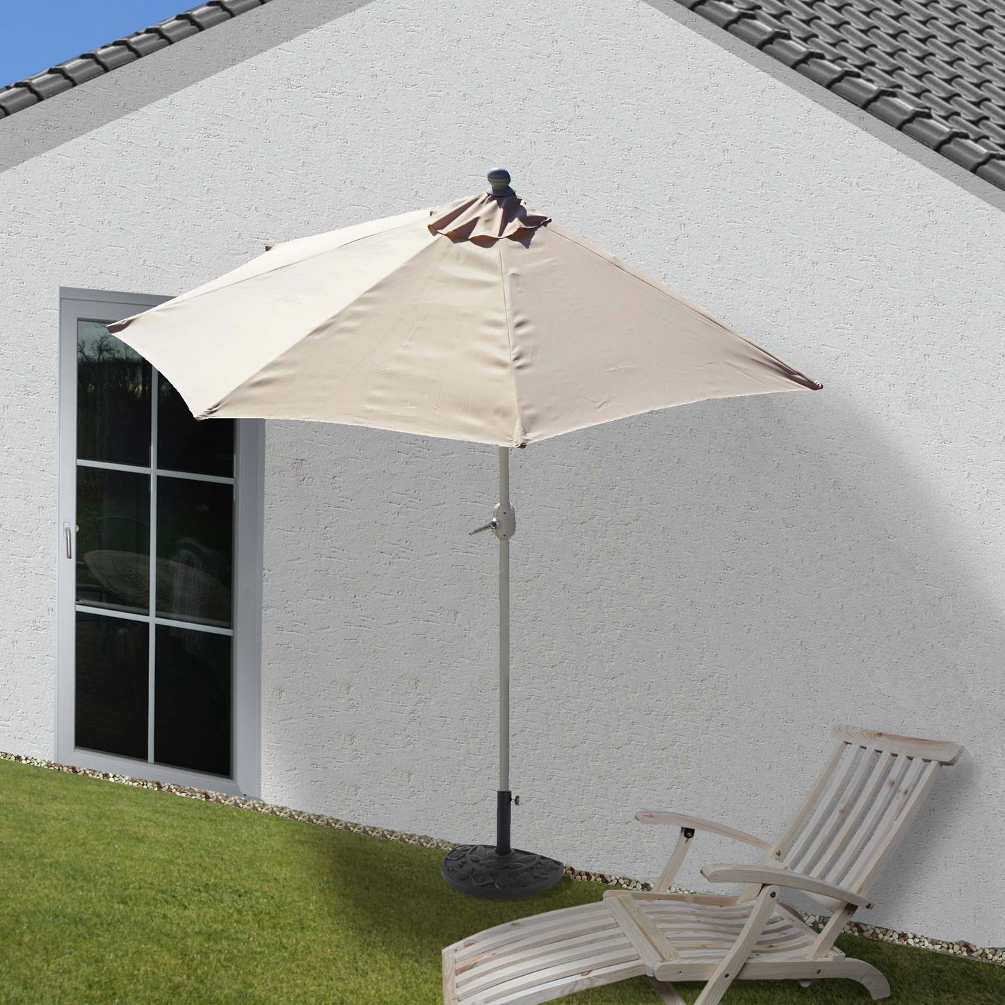 Cosmo Casa - Vervangende Hoes voor Halfronde Parasol - Stoftextiel - UV 50 - Crèmewit - Ø 300 cm / 3 kg