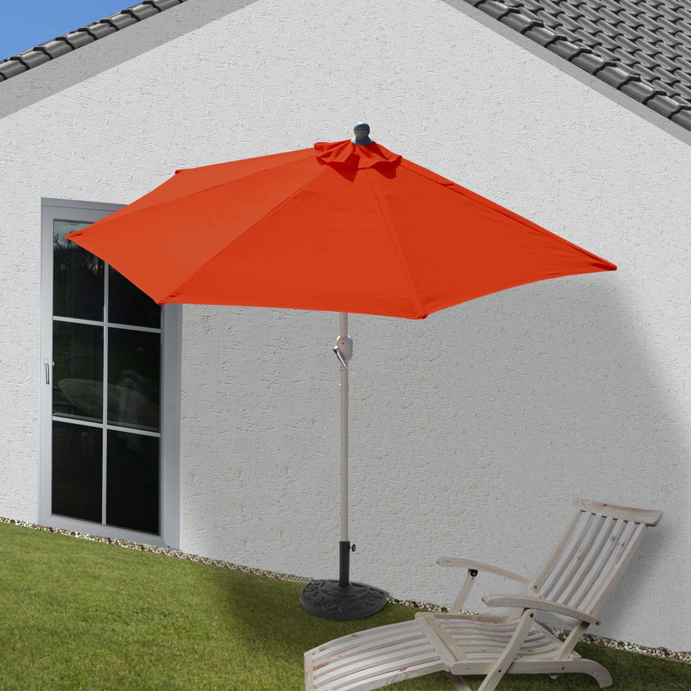 Cosmo Casa - Vervangende Hoes voor Halfronde Parasol - Stoftextiel - UV 50 - Terracotta - Ø 300 cm / 3 kg