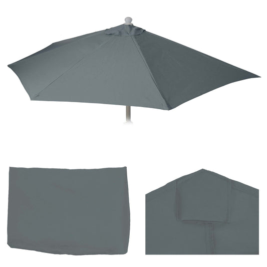 Cosmo Casa - Vervangende Hoes voor Halfronde Parasol - Stoftextiel - UV 50 - Antraciet - Ø 300 cm / 3 kg