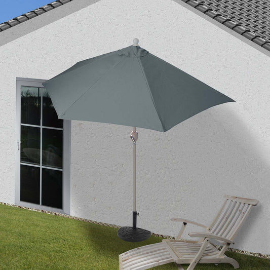 Cosmo Casa - Vervangende Hoes voor Halfronde Parasol - Stoftextiel - UV 50 - Antraciet - Ø 300 cm / 3 kg