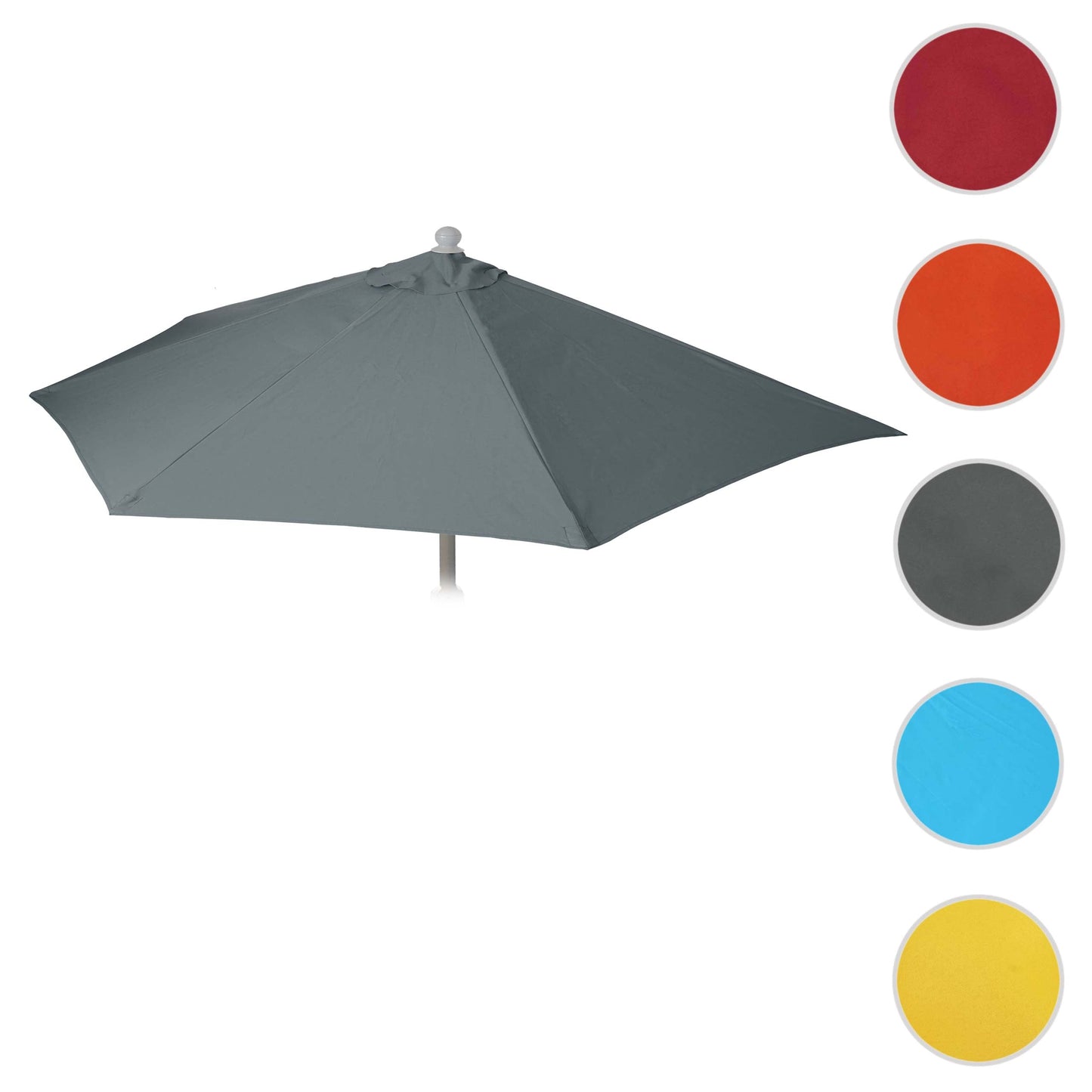Cosmo Casa - Vervangende Hoes voor Halfronde Parasol - Stoftextiel - UV 50 - Antraciet - Ø 300 cm / 3 kg
