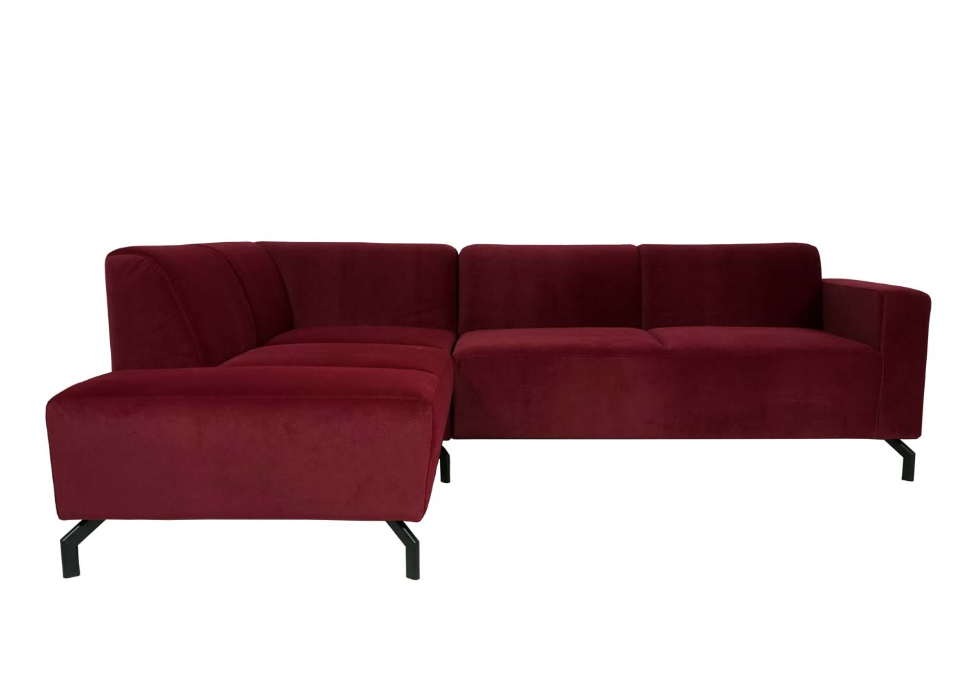 Cosmo Casa - Hoekbank met voetenbank - Waterafstotend - Textiel - Bordeauxrood - 247 cm