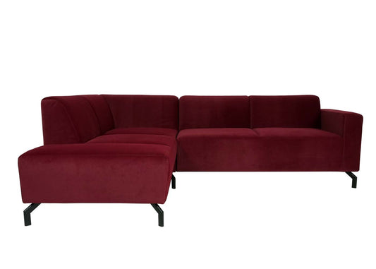 Cosmo Casa - Hoekbank met voetenbank - Waterafstotend - Textiel - Bordeauxrood - 247 cm