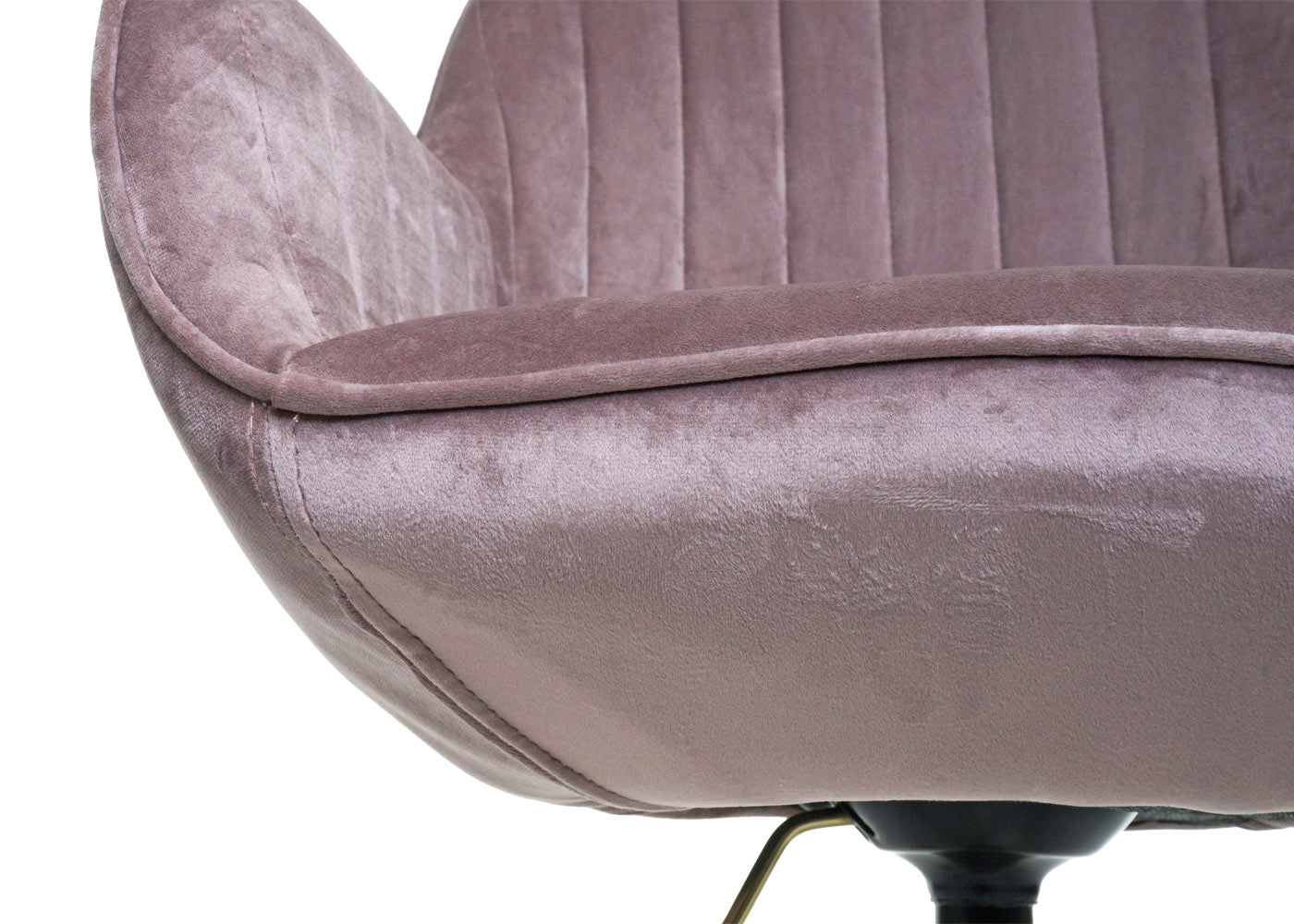 Cosmo Casa - Bureaustoel - Velvet draaistoel met armleuning - Fluweel en Metaal - Roze - Gouden onderstel