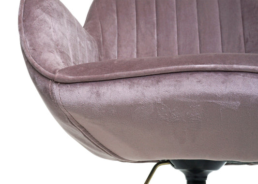 Cosmo Casa - Bureaustoel - Velvet draaistoel met armleuning - Fluweel en Metaal - Roze - Gouden onderstel