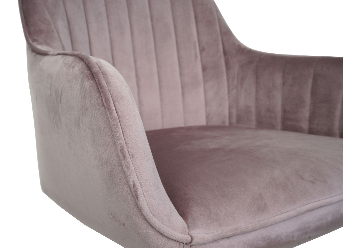 Cosmo Casa - Bureaustoel - Velvet draaistoel met armleuning - Fluweel en Metaal - Roze - Gouden onderstel