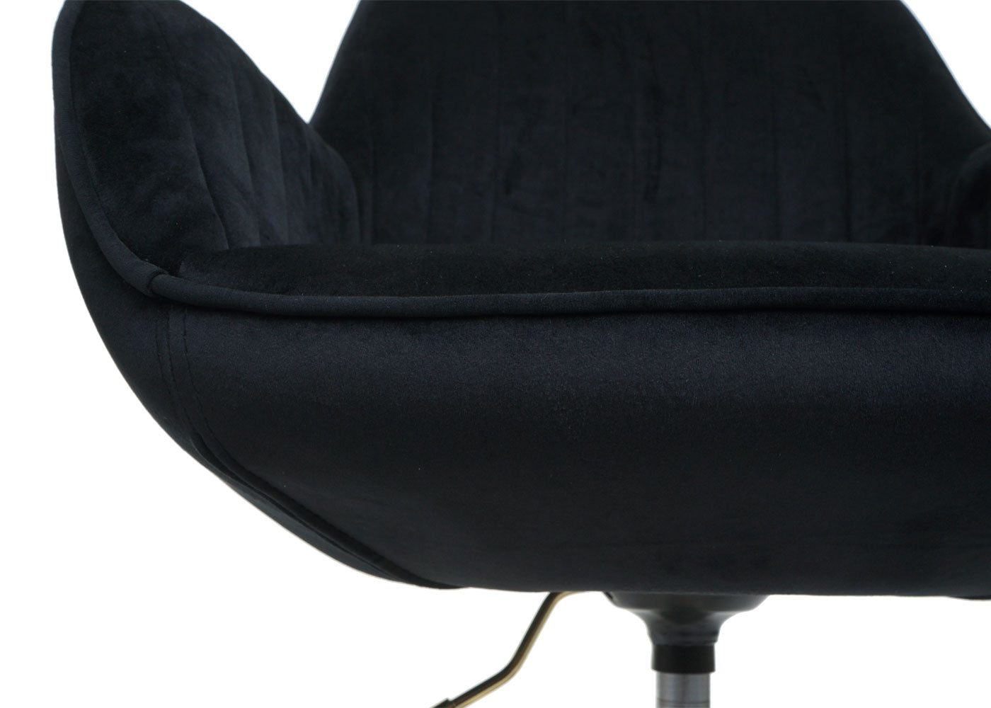 Cosmo Casa - Bureaustoel - Velvet draaistoel met armleuning - Fluweel en Metaal - Zwart - Gouden onderstel