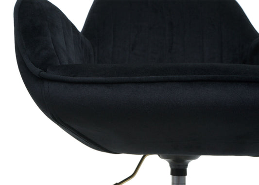 Cosmo Casa - Bureaustoel - Velvet draaistoel met armleuning - Fluweel en Metaal - Zwart - Gouden onderstel