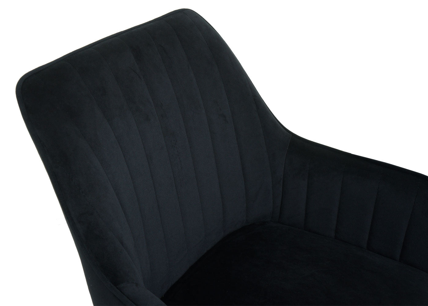 Cosmo Casa - Bureaustoel - Velvet draaistoel met armleuning - Fluweel en Metaal - Zwart - Gouden onderstel