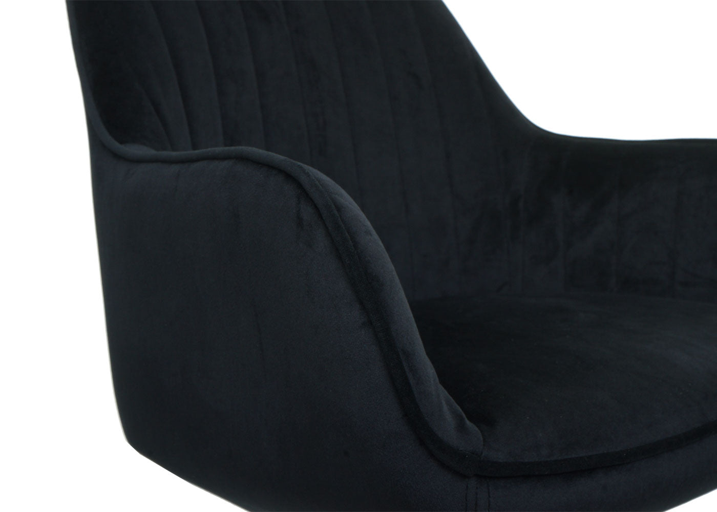 Cosmo Casa - Bureaustoel - Velvet draaistoel met armleuning - Fluweel en Metaal - Zwart - Gouden onderstel