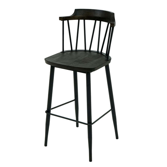 Cosmo Casa - Set van 2 Barkrukken - Retro - Hout & Metaal - Antraciet